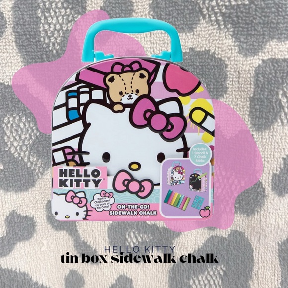 (kids) 🏷️🎉🆕 hello kitty on-the-go chalk & stencil bundle with tin box handle - Picture 1 of 16